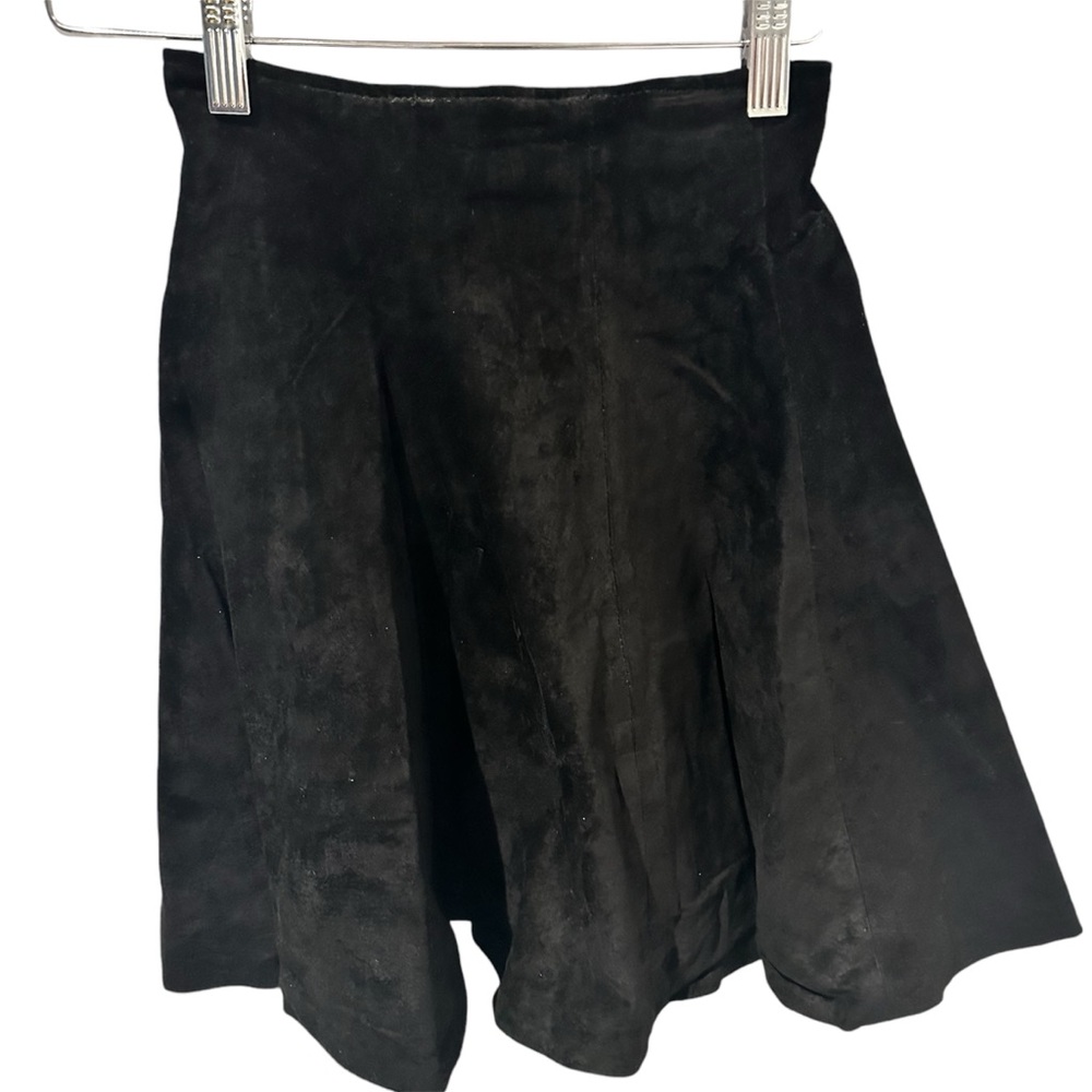 Chia Black Leather Skirt‎ Vintage Made in the USA Size 2 Zip Up